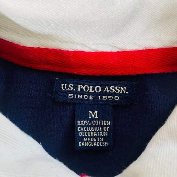 USPA US Polo Assn. Long Sleeve Polo Sweatshirt Sz M elbow patches - Picture 9 of 11